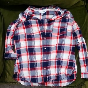 Plaid Women's Shirt - Red, Blue, White